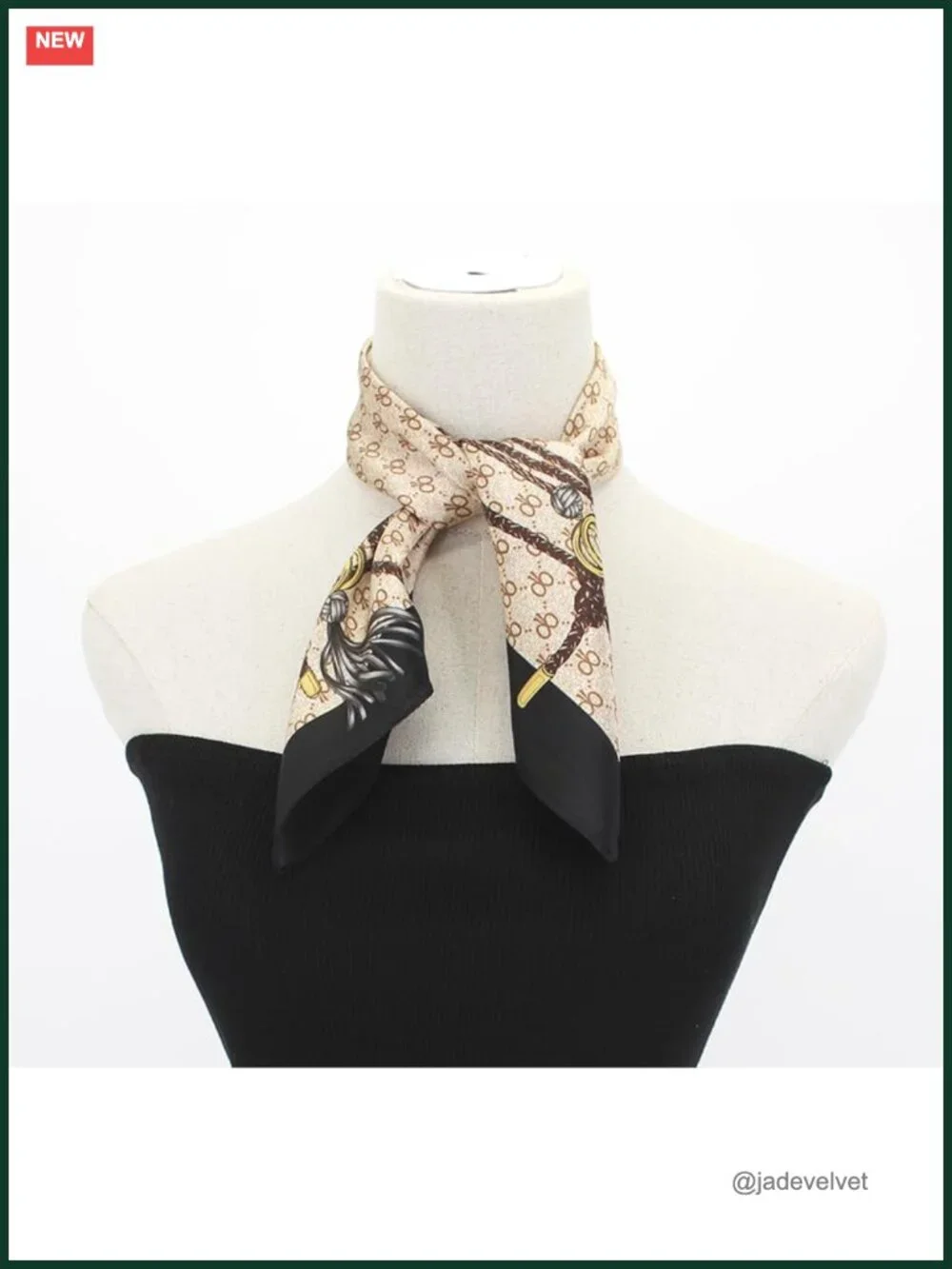 100% Mulberry Silk Digital Printed Small Square Scarf Neckerchief Lightweight
